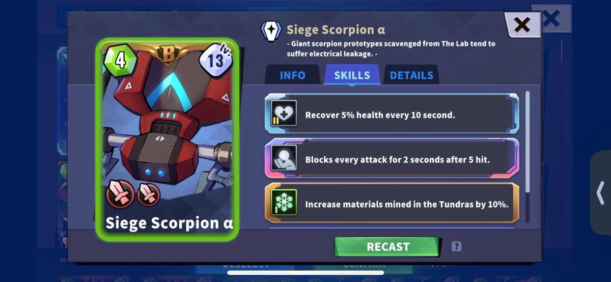 ScarQuest's tweet photo. Heard from the community: Siege Scorpion α is one of the toughest units in ScarQuest.

🛡️ Recovers health.
🧱 Blocks damage after 5 hits.
⛏️ Boosts Tundra mining by 10%.

Think you can take it down? ⚔️

🎥 Drop your battle clips or tell us—

 What’s the toughest unit YOU’VE faced?