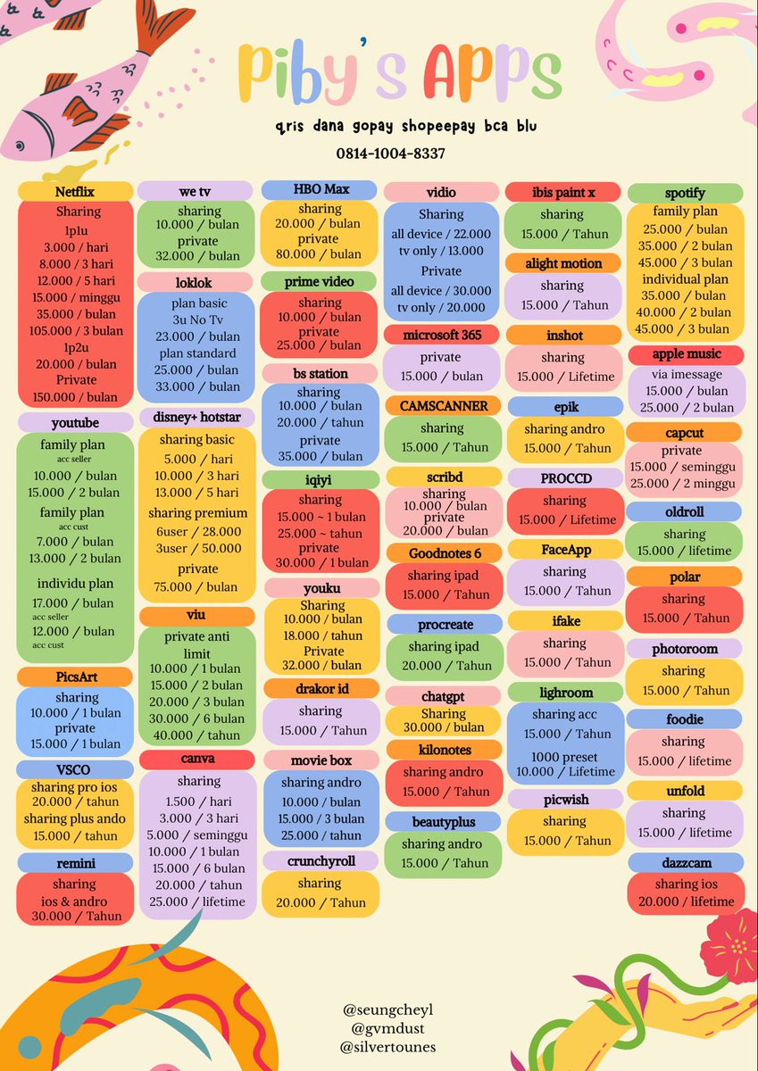 HIIII ~ aku jual aplikasi premium! ada 45 aplikasi loh! super lengkap, trusted dan bergaransi (⁠✷⁠‿⁠✷⁠) yuk diceki ceki 

wa.link/gessdv

#zonauang #zonaba