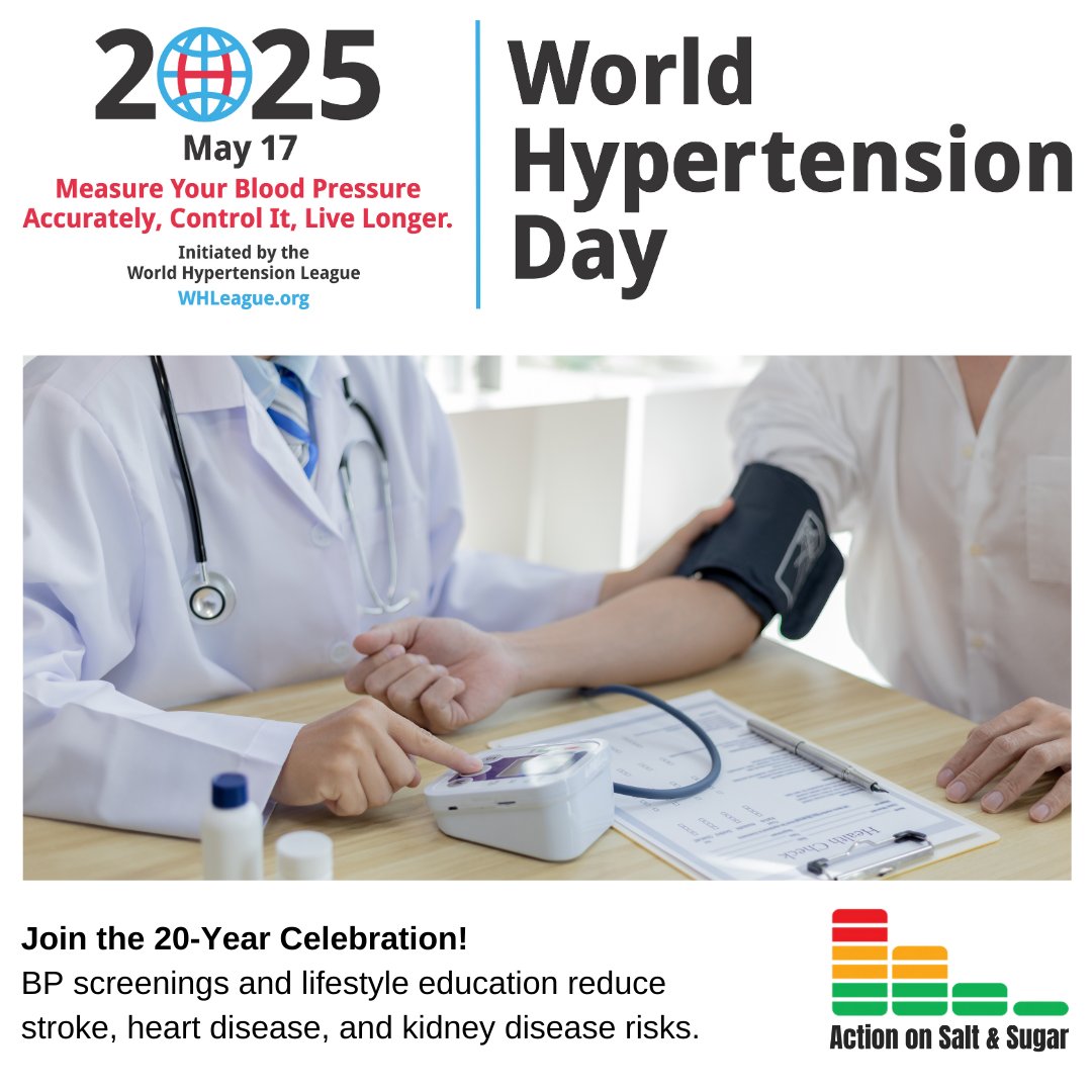 🎉 A fantastic way to support #SaltAwarenessWeek is by joining the <a href="/WorldHyperLeag/">whleague</a> celebrating their 20th anniversary of #WorldHypertensionDay! 🩺🌍

📅 May 17, 2025 📌Theme: 'Measure Your Blood Pressure Accurately, Control It, Live Longer.'

tinyurl.com/4jvbvvf4