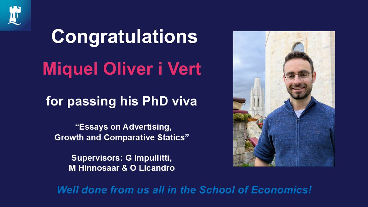 UoNEconomics (@uoneconomics) on Twitter photo Well done to Miquel Oliver i Vert for passing his PhD viva!
Congratulations from all of us in <a href="/UoNEconomics/">UoNEconomics</a> 🎉 Well done to Miquel Oliver i Vert for passing his PhD viva!
Congratulations from all of us in <a href="/UoNEconomics/">UoNEconomics</a> 🎉