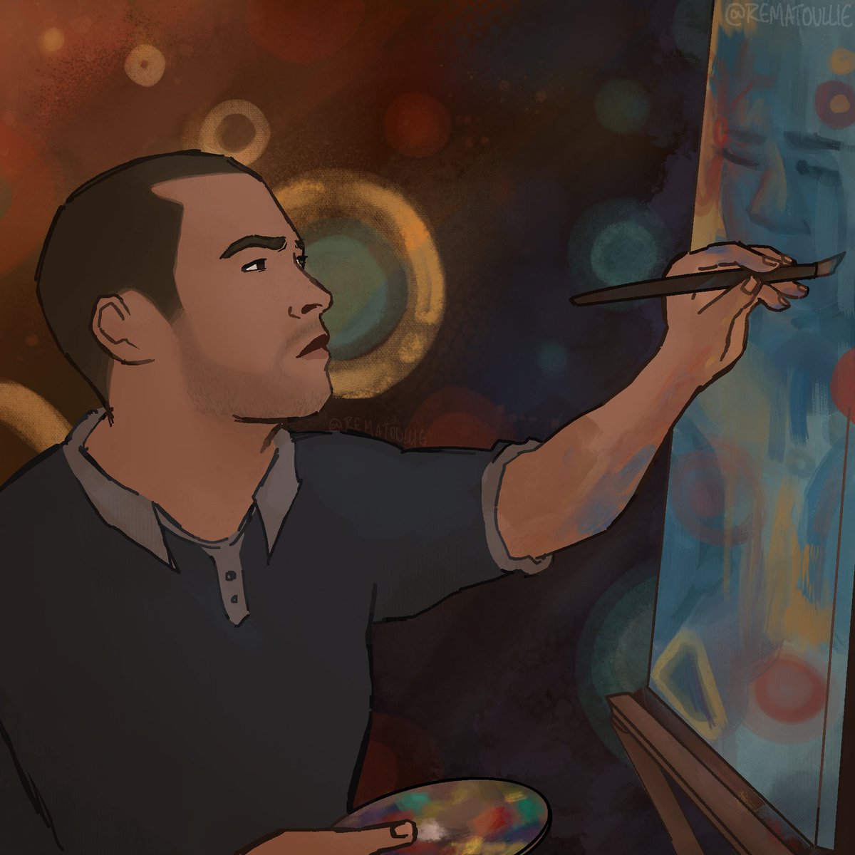 rematoullie's tweet photo. 🎨 ˚.⋆   the painter,  the prophet

markusweek  day 3 !!  technically the 16th  because i was late BUT SHH this is yesterday’s art 🤫

#markusdbh  #detroitbecomehuman  #dbh ⊹ ࣪ ˖ https://t.co/VHgVbo7xql
