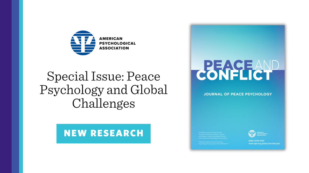 APA Journals (@apa_journals) on Twitter photo Explore the new May special issue of Peace and Conflict: Journal of Peace Psychology on peace psychology and #global challenges across a broad range of applications, including changing attitudes toward religious others. bit.ly/4mbdZRS <a href="/Shelley_McKeown/">Shelley McKeown Jones</a> Explore the new May special issue of Peace and Conflict: Journal of Peace Psychology on peace psychology and #global challenges across a broad range of applications, including changing attitudes toward religious others. bit.ly/4mbdZRS <a href="/Shelley_McKeown/">Shelley McKeown Jones</a>