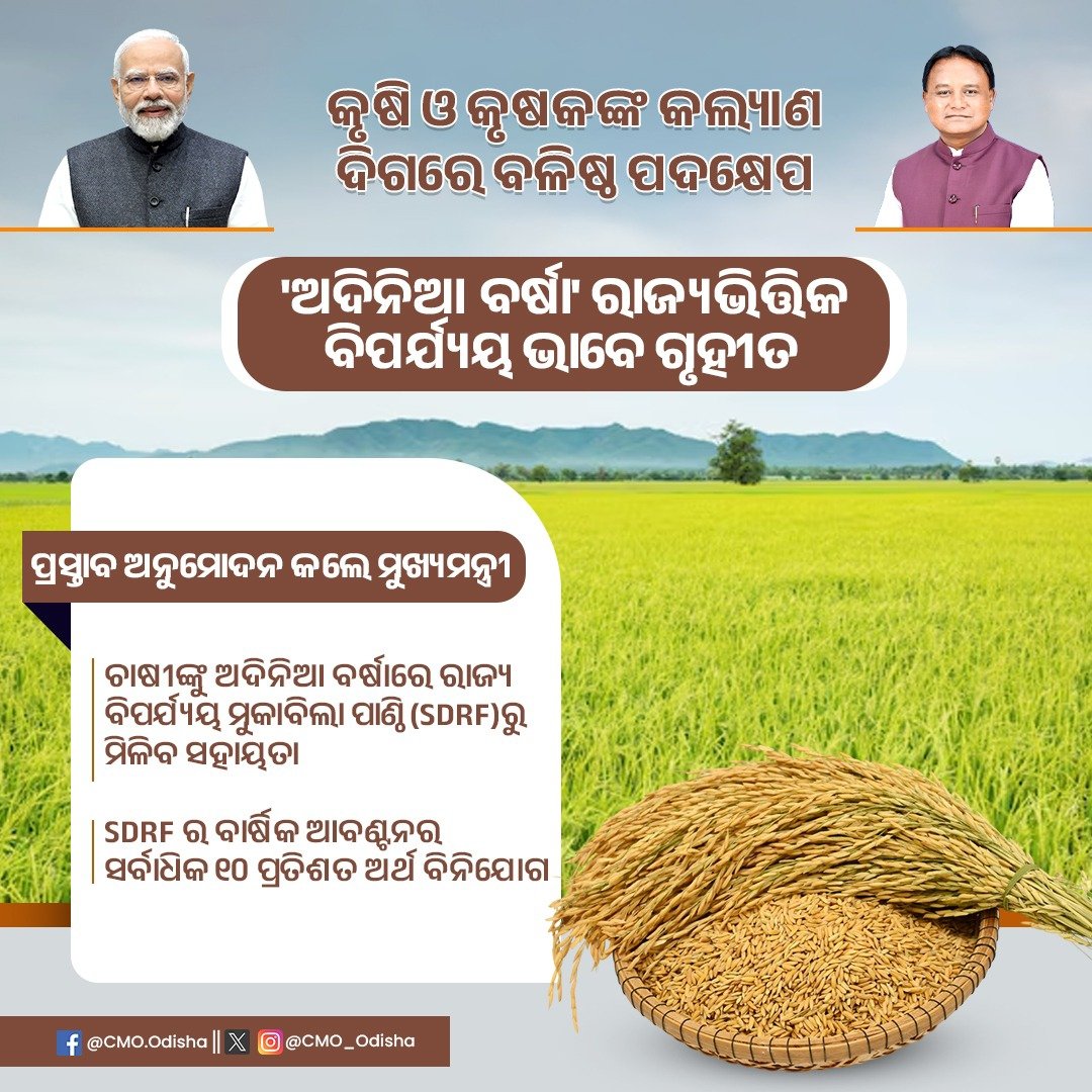 CMO Odisha (@cmo_odisha) on Twitter photo рмХрнГрм╖рм┐ рм╣рнЗрм▓рнЗ рмЙрмирнНрмирмд, рм░рм╛рмЬрнНрнЯ рм╣рнЗрмм рммрм┐рмХрм╢рм┐рмдред рмХрнГрм╖рмХ рмХрм▓рнНрнЯрм╛рмгрмХрм╛рм░рнА рм╕рм░рмХрм╛рм░рм░рнЗ рмЪрм╛рм╖рнАрмЩрнНрмХ рмХрм▓рнНрнЯрм╛рмг рмирм┐рморм┐рмдрнНрмд рмкрнНрм░рмдрм┐рмЯрм┐ рмкрмжрмХрнНрм╖рнЗрмк рм╕рнБрмирм┐рм╢рнНрмЪрм┐рмд рм╣рнЗрмЙрмЫрм┐ред рмПрм╣рм┐ рмХрнНрм░рморм░рнЗ рмЕрмжрм┐рмирм┐рмЖ рммрм░рнНрм╖рм╛рмХрнБ рм░рм╛рмЬрнНрнЯрмнрм┐рмдрнНрмдрм┐рмХ рммрм┐рмкрм░рнНрмпрнНрнЯрнЯ рмнрм╛рммрнЗ рмЧрнНрм░рм╣рмг рм╕рмВрмХрнНрм░рм╛рмирнНрмдрнАрнЯ рмкрнНрм░рм╕рнНрмдрм╛рммрмХрнБ рморнБрмЦрнНрнЯрмормирнНрмдрнНрм░рнА рм╢рнНрм░рнА <a href="/MohanMOdisha/">Mohan Charan Majhi</a> рмЩрнНрмХ рмЕрмирнБрморнЛрмжрми рмХрнГрм╖рмХ рмХрм▓рнНрнЯрм╛рмг рмжрм┐рмЧрм░рнЗ рммрм│рм┐рм╖рнНрма рмкрмжрмХрнНрм╖рнЗрмкред рмХрнГрм╖рм┐ рм╣рнЗрм▓рнЗ рмЙрмирнНрмирмд, рм░рм╛рмЬрнНрнЯ рм╣рнЗрмм рммрм┐рмХрм╢рм┐рмдред рмХрнГрм╖рмХ рмХрм▓рнНрнЯрм╛рмгрмХрм╛рм░рнА рм╕рм░рмХрм╛рм░рм░рнЗ рмЪрм╛рм╖рнАрмЩрнНрмХ рмХрм▓рнНрнЯрм╛рмг рмирм┐рморм┐рмдрнНрмд рмкрнНрм░рмдрм┐рмЯрм┐ рмкрмжрмХрнНрм╖рнЗрмк рм╕рнБрмирм┐рм╢рнНрмЪрм┐рмд рм╣рнЗрмЙрмЫрм┐ред рмПрм╣рм┐ рмХрнНрм░рморм░рнЗ рмЕрмжрм┐рмирм┐рмЖ рммрм░рнНрм╖рм╛рмХрнБ рм░рм╛рмЬрнНрнЯрмнрм┐рмдрнНрмдрм┐рмХ рммрм┐рмкрм░рнНрмпрнНрнЯрнЯ рмнрм╛рммрнЗ рмЧрнНрм░рм╣рмг рм╕рмВрмХрнНрм░рм╛рмирнНрмдрнАрнЯ рмкрнНрм░рм╕рнНрмдрм╛рммрмХрнБ рморнБрмЦрнНрнЯрмормирнНрмдрнНрм░рнА рм╢рнНрм░рнА <a href="/MohanMOdisha/">Mohan Charan Majhi</a> рмЩрнНрмХ рмЕрмирнБрморнЛрмжрми рмХрнГрм╖рмХ рмХрм▓рнНрнЯрм╛рмг рмжрм┐рмЧрм░рнЗ рммрм│рм┐рм╖рнНрма рмкрмжрмХрнНрм╖рнЗрмкред