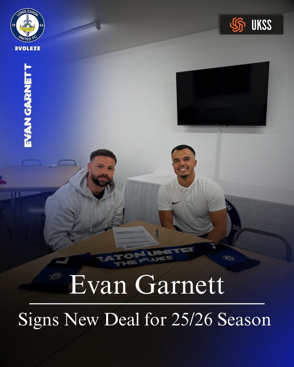 LongEatonUnited's tweet photo. 𝙂𝙤𝙖𝙡𝙨𝙘𝙤𝙧𝙚𝙧 𝙂𝙖𝙧𝙣𝙚𝙩𝙩 𝙋𝙪𝙩𝙨 𝙋𝙚𝙣 𝙩𝙤 𝙋𝙖𝙥𝙚𝙧!

We are delighted to confirm Evan Garnett has signed a deal which will see him stay at the Family Only Stadium, Grange Park until at least the end of the 2025/26 season. 

Read more👇

https://t.co/US0fZuuymO https://t.co/1jjEXfX5hm
