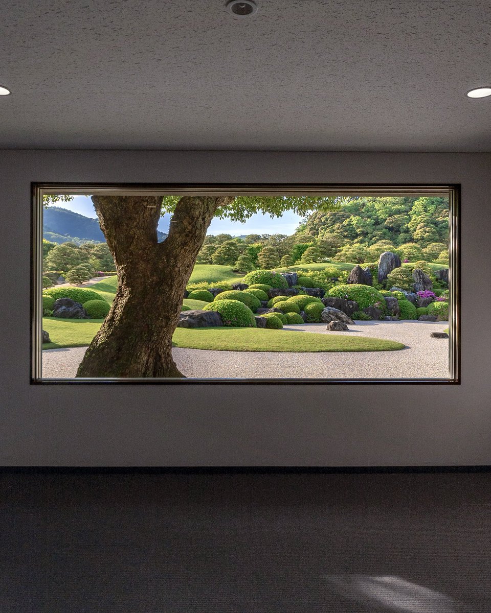 島根の美術館の庭園がまるで絵画