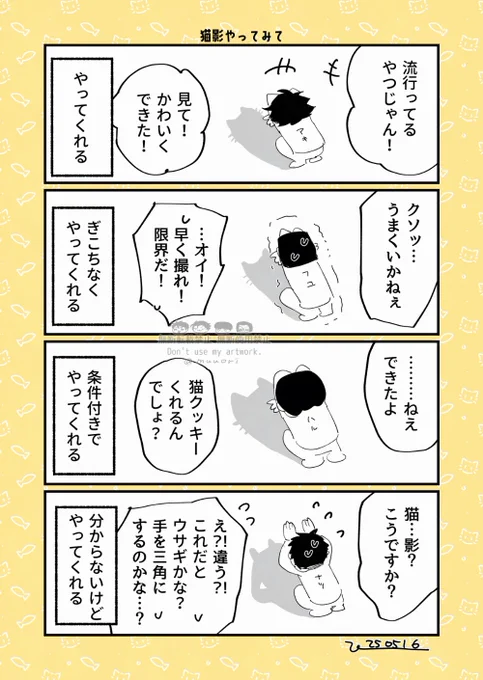 #創作
性格バラバラ男子たちに猫の影のやつやってみてって言ったら…🐱 