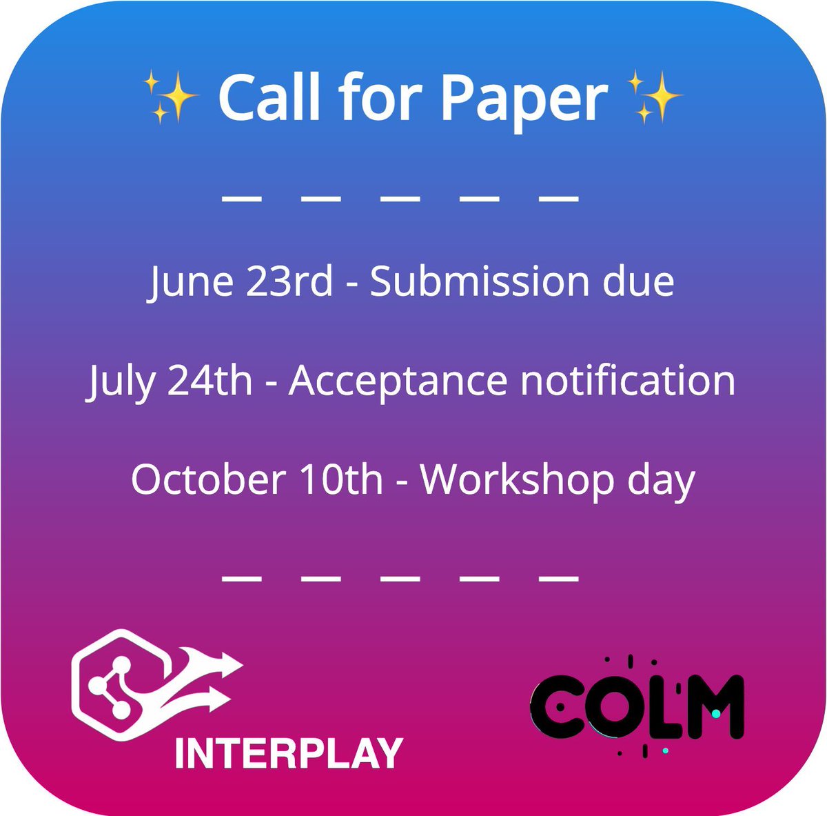 interplaywrkshp's tweet image. 🚨🚨 Studying the INTERPLAY of LMs' internals and behavior?
Join our @colmweb.org workshop on comprehensivly evaluating LMs.
Deadline: June 23rd
CfP: shorturl.at/sBomu
We're excited to see your work!!
See you in Montréal 🇨🇦 #nlproc #interpretability