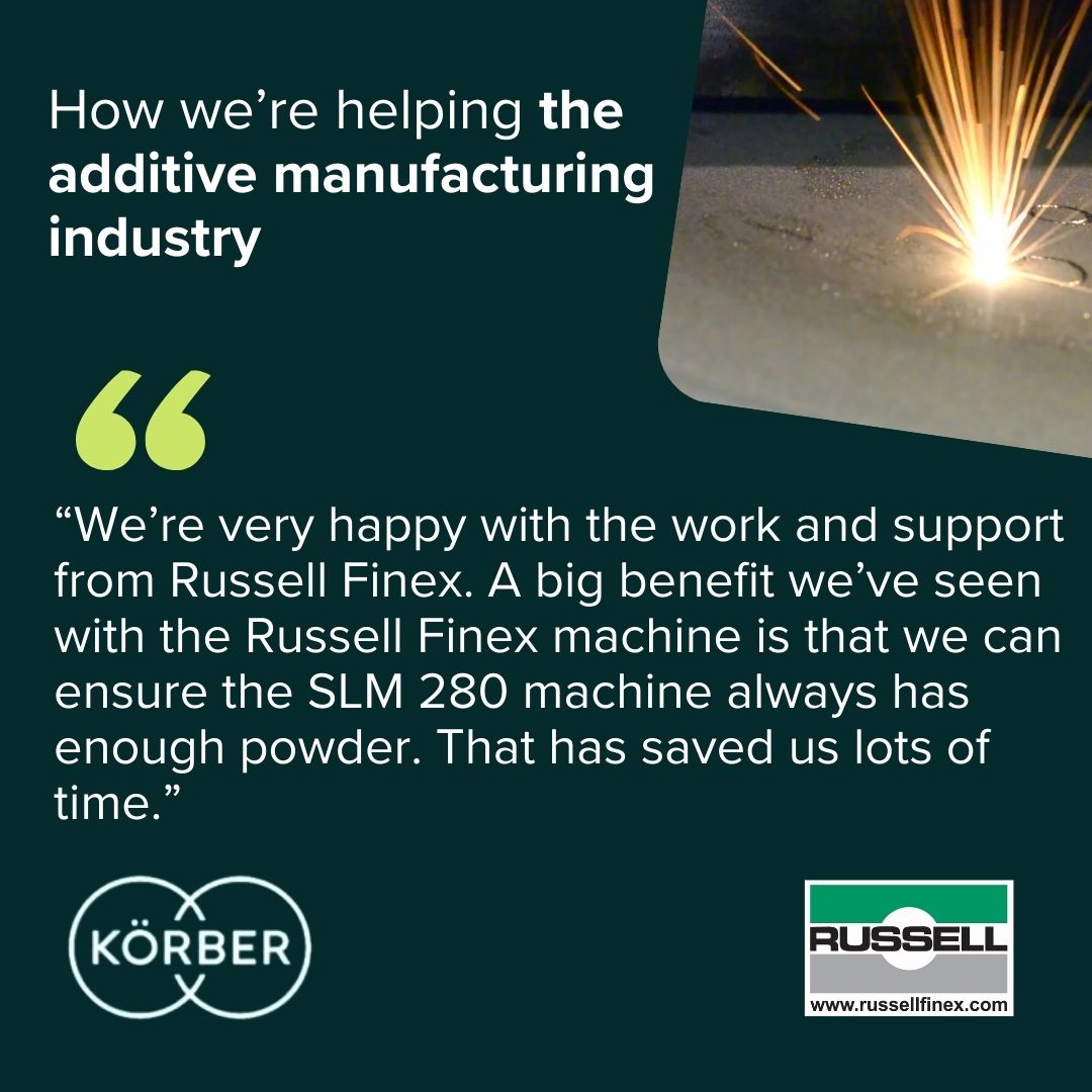 Read how Körber reduces AM powder recovery time by 67% using our Russell AMPro® Sieve Station, reducing each print job’s overall powder handling time from six to two hours.

Read the full story here: russellfinex.com/en/case-studie…