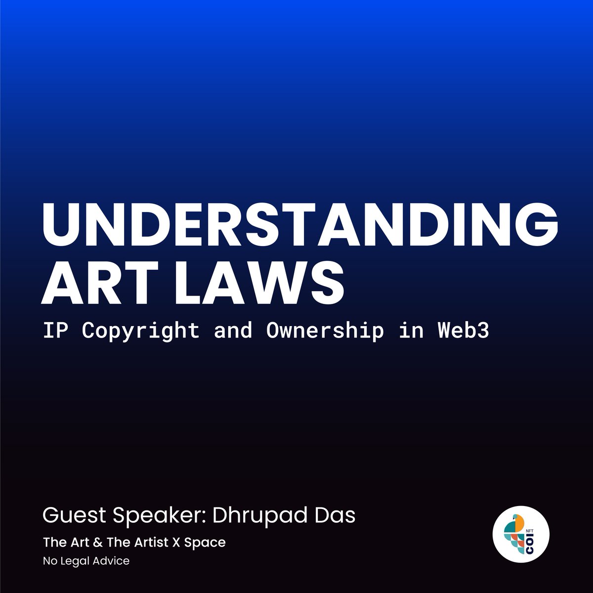 Understanding Art Laws: Protecting Your Work in Web3

As NFTs gain momentum, it’s crucial for artists to understand the legal foundations of their work—from minting and contracts to protecting against theft and misuse.

Here’s what we’ll cover:
 • Core legal terms every artist