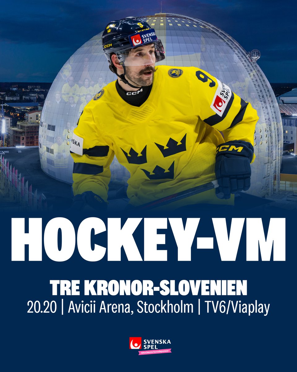 Trekronorse's tweet photo. 🥳 Äntligen hockey igen! 🏒
Tre Kronor är redo för femte VM-matchen, ikväll står Slovenien för motståndet i Avicii Arena. Kom och heja fram oss till tre nya poäng!
🎫 Biljetter 👉 https://t.co/EZNmzOa6Fd
🎙️Radiosporten 📺 TV6/Viaplay https://t.co/C3BadSuVsm