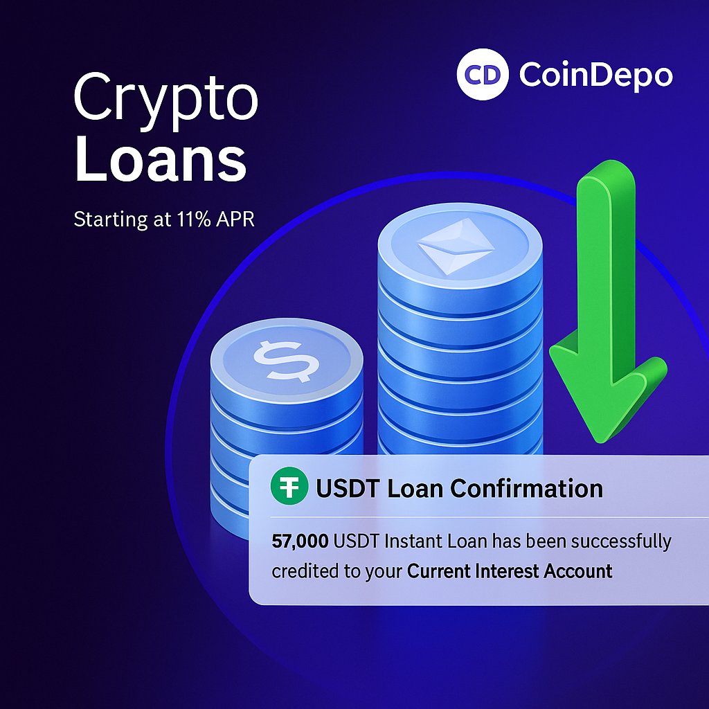 Crypto loans are live—fixed rates from 11% APR (asset & term dependent). Daily  interest, zero hidden fees. Tap twice → https://t.co/qj0RBr7l5H #CoinDepo  #CryptoLoans #BTC #Eth T&C →
