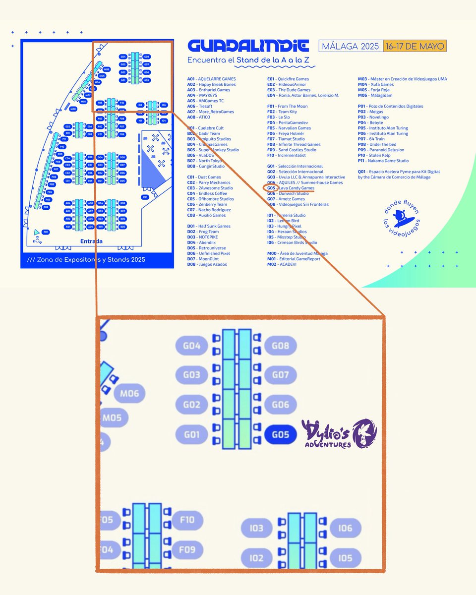 We’re at #guadalindie25!
Come by our booth and be among the first to play the #DyliosAdventures demo.
Fun challenges await you!
Don’t miss it!
