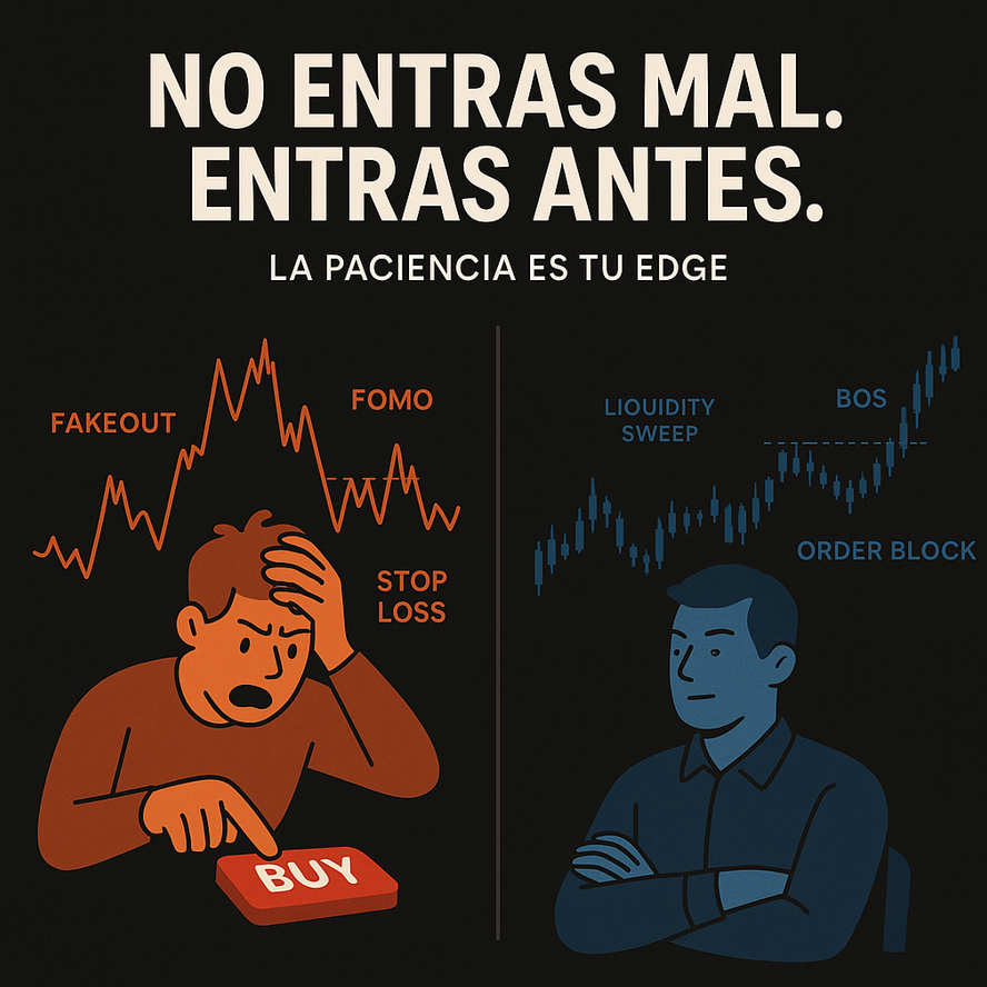 Jordi Marti trading (@jorditrading) on Twitter photo Tu problema probablemente no es que entres mal... es que no sabes esperar... 
En este hilo te explico lo que necesitas si el mercado siempre te "saca por poco" o te saca y después hace lo que esperabas...🧵 Tu problema probablemente no es que entres mal... es que no sabes esperar... 
En este hilo te explico lo que necesitas si el mercado siempre te "saca por poco" o te saca y después hace lo que esperabas...🧵