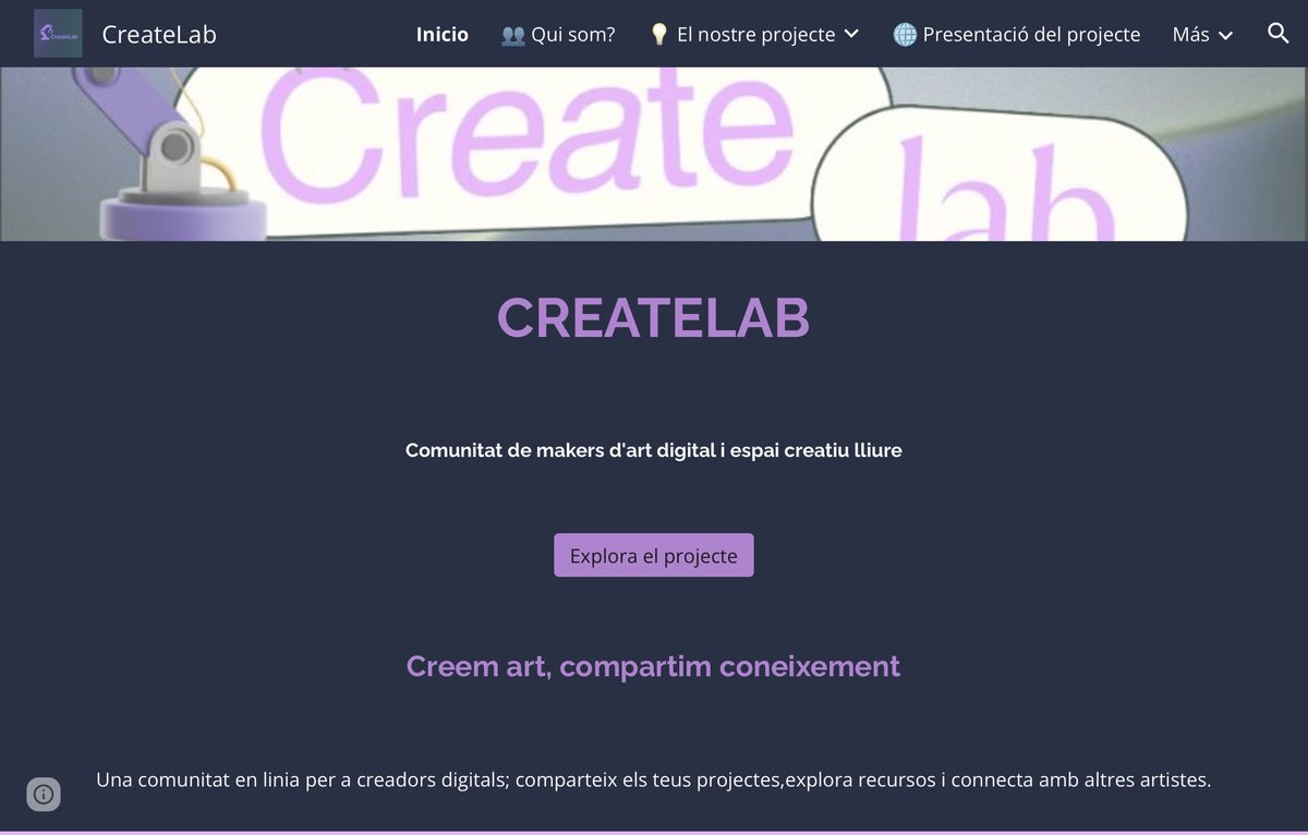 CreateLab_AnaAA's tweet image. Som CREATELAB, una comunitat de makers d’art digital que aposta per la cultura lliure i les eines obertes per crear, compartir i aprendre plegats.
 Uneix-te!
 #RECOMUOC_2324_1S #CREATELAB_GRUP1