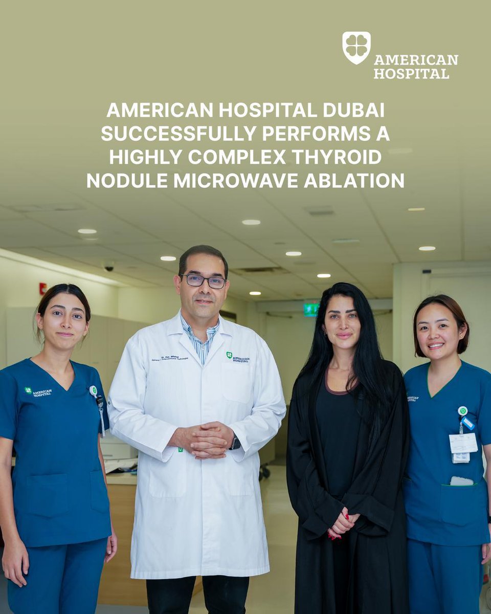 A remarkable milestone at American Hospital Dubai: our expert team, led by Dr. Aws Sarmed Alfahad, successfully performed a complex thyroid nodule microwave ablation—bringing relief and renewed confidence to our patient, Nisrine.

Read the full story: gulfnews.com/gn-focus/ameri…