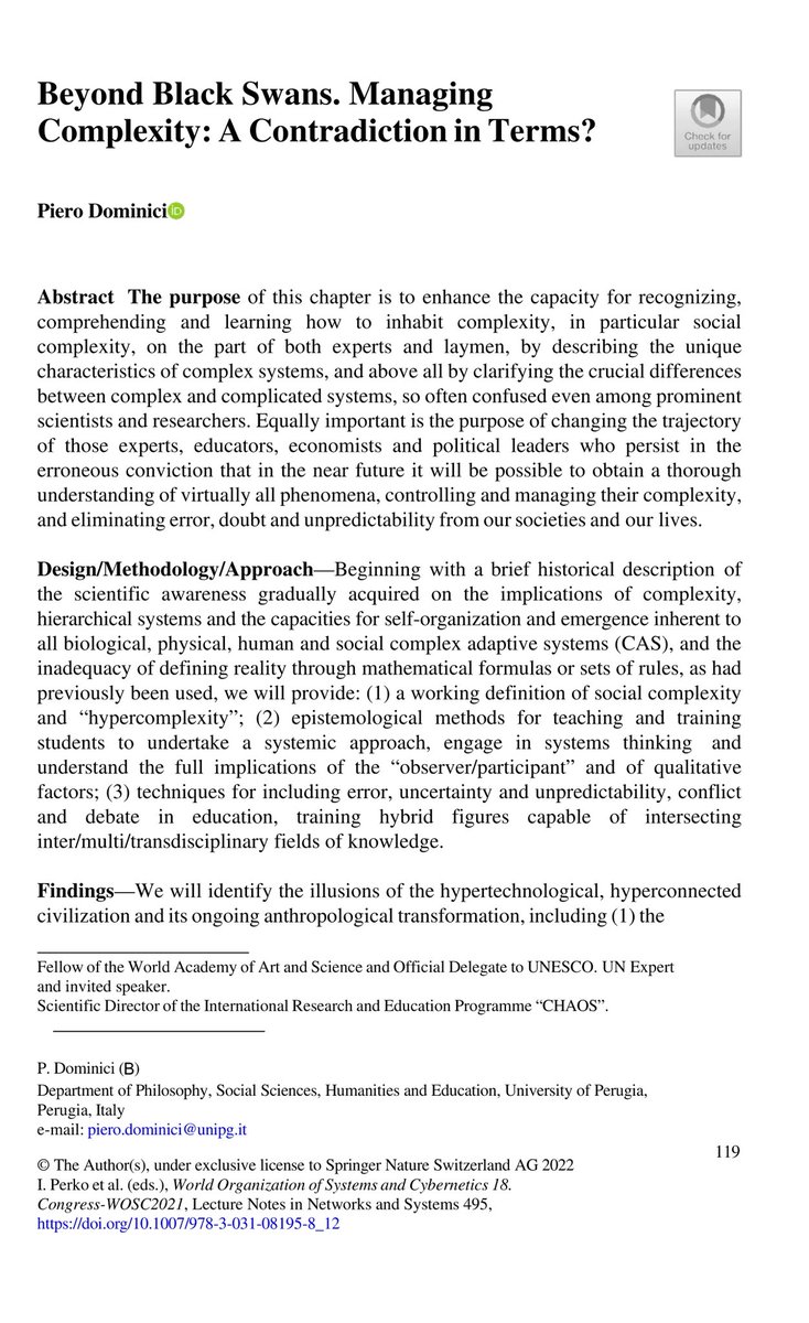 dominicipi's tweet image. 🌐🌱🔬🖋️📚🏛️🎓

Via #SpringerNature - World Organization Systems and Cybernetics #WOSC #research #PeerReviewed 

A work and a scientific publication to which I am very fond of. 

🌻💥 When multi/inter/transdisciplinarity are also ‘applied/practised’ and not just ‘named’...🎓