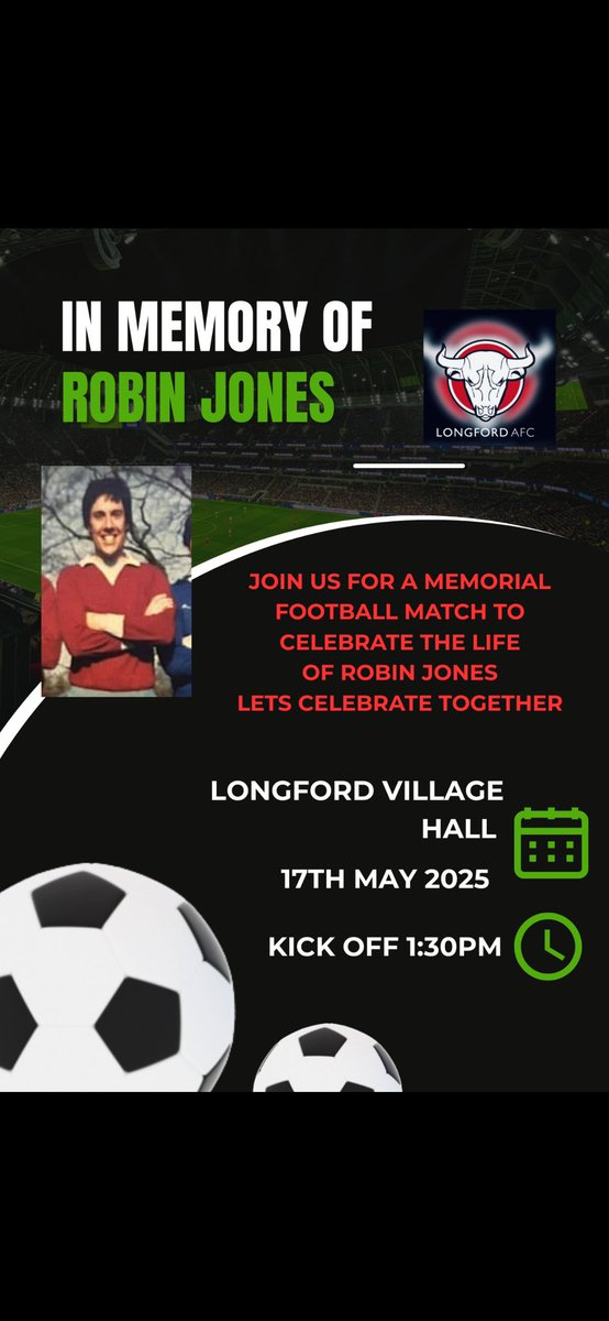 Longford AFC would like to say a massive thank you to Longlevens Window Repairs for Sponsoring Robin Jones Memorial Charity game this Saturday.  kick off is at 1:30pm with all proceeds going to Sue Ryder Hospice at home.  Everyone is welcome to come along and watch and celebrate