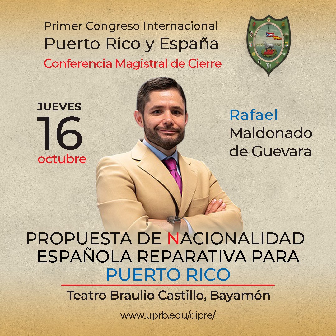 🇵🇷🇪🇸 El Dpto. de Humanidades <a href="/UPR_Oficial/">UPR</a> en Bayamón anuncia que, como impulsor de la propuesta de nacionalidad reparativa, tendré el honor de ofrecer la conferencia magistral de cierre del Congreso Internacional Puerto Rico y España. 16/10/25

👏¡MIL GRACIAS, SEGUIMOS!