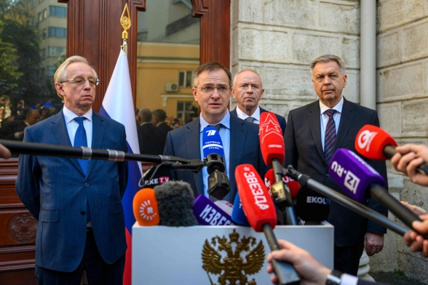 M_Simonyan's tweet photo. Russia's chief negotiator Vladimir Medinsky to Ukrainian delegation, according to the Economist.

"We don't want war, but we are ready to fight for a year, two, three - as long as it takes. We fought with Sweden for 21 years. How long are you ready to fight?"

And on the land captured from Sweden, we built Saint Petersburg.