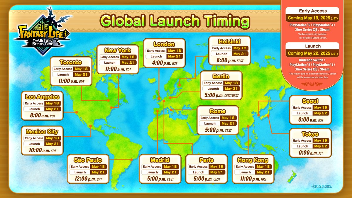 FANTASYLIFE_EN's tweet image. 🌍 Get ready to dive in!

The release of Fantasy Life i is just around the corner! We hope you guys are as excited as we are.✨
Make sure to check when exactly the game launches in your timezone.

Are you ready to start your new Life in this Fantasy World?

#FLi