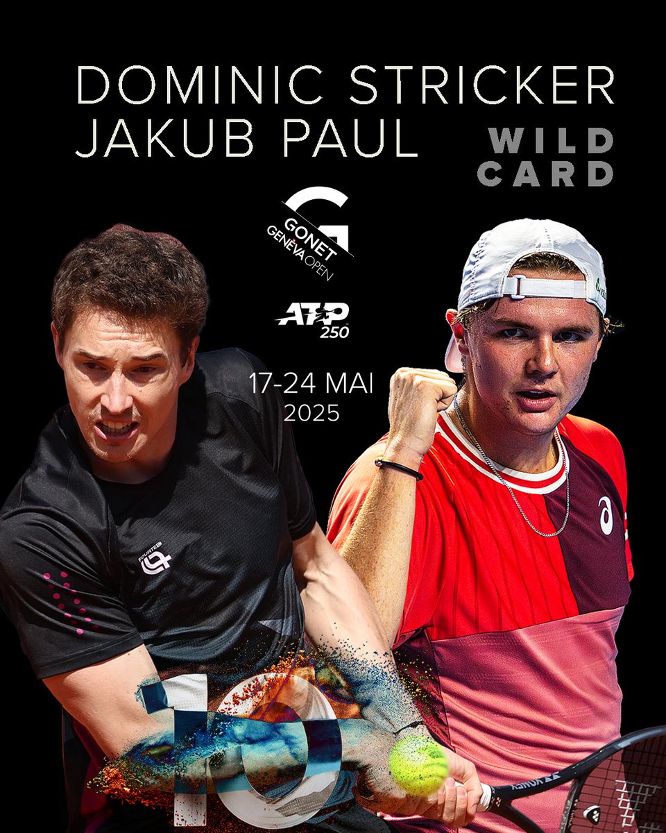 🇨🇭𝐃𝐎𝐌𝐈𝐈𝐍𝐈𝐂 𝐒𝐓𝐑𝐈𝐂𝐊𝐄𝐑 &amp; 𝐉𝐀𝐊𝐔𝐁 𝐏𝐀𝐔𝐋🇨🇭
Dominic Stricker et Jakub Paul ont obtenu une wild card pour le double 🤩🔥

#gonetgenevaopen #atpgva #atp #dominicstricker #jakubpaul #tennistv #atptour #geneva #geneve #suisse #switzerland #genevaevent #tennis