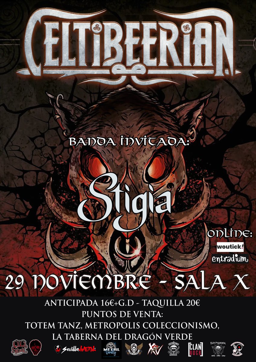 Agenda de conciertos: CELTIBEERIAN + STIGIA llegan el 29 de noviembre a la sala X de Sevilla