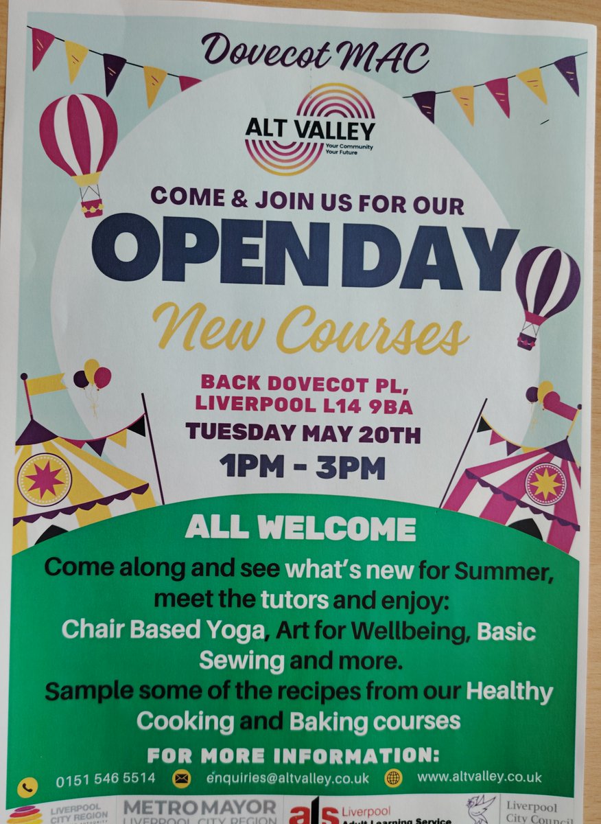 Tuesday 20th May @ DovecotMAC from 1-3pm see you there !