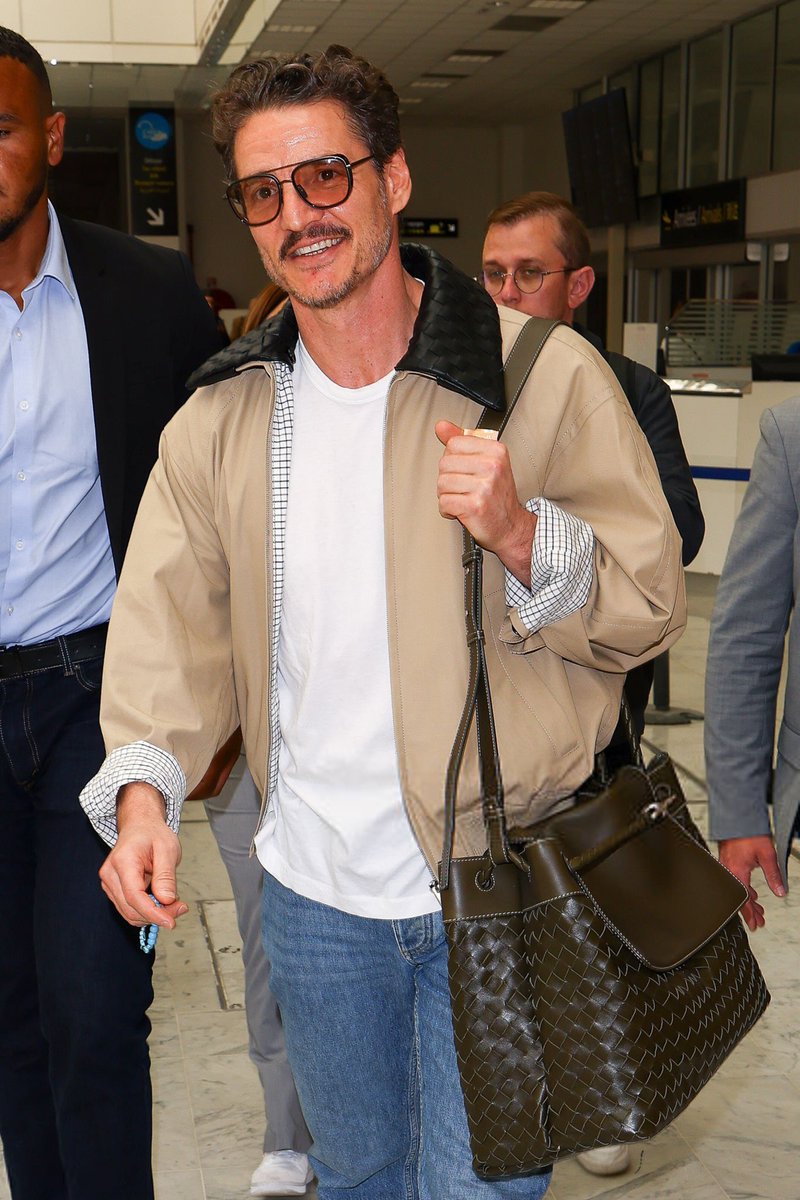 pedro pascal in full bottega otw to cannes, oooh this off duty fit TOREEEE