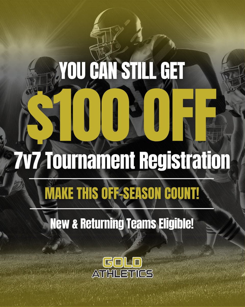 Gold Athletics (@goldathletics) on Twitter photo New England Football Coaches!🚨 Run an off-season fundraiser with Gold Athletics & get $100 off your <a href="/northeast7v7/">Northeast7v7</a> tournament buy-in!
✅ New teams or current teams w/ off-season fundraisers qualify.
Let’s get after it! 💪 #Northeast7v7 #OffSeasonGrind #Fundraising <a href="/CoachDembo/">Steve Dembowski</a> New England Football Coaches!🚨 Run an off-season fundraiser with Gold Athletics & get $100 off your <a href="/northeast7v7/">Northeast7v7</a> tournament buy-in!
✅ New teams or current teams w/ off-season fundraisers qualify.
Let’s get after it! 💪 #Northeast7v7 #OffSeasonGrind #Fundraising <a href="/CoachDembo/">Steve Dembowski</a>