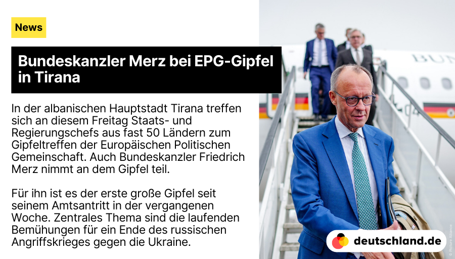 Deutschland.de (@de_deutschland) on Twitter photo +++ Bundeskanzler <a href="/_FriedrichMerz/">Friedrich Merz</a> bei EPG-Gipfel in #Tirana
🇩🇪 Hier findest du die wichtigsten Informationen über die #Außenpolitik und internationalen Beziehungen Deutschlands.
👉spkl.io/6018f21ZC
#NewsDE +++ Bundeskanzler <a href="/_FriedrichMerz/">Friedrich Merz</a> bei EPG-Gipfel in #Tirana
🇩🇪 Hier findest du die wichtigsten Informationen über die #Außenpolitik und internationalen Beziehungen Deutschlands.
👉spkl.io/6018f21ZC
#NewsDE