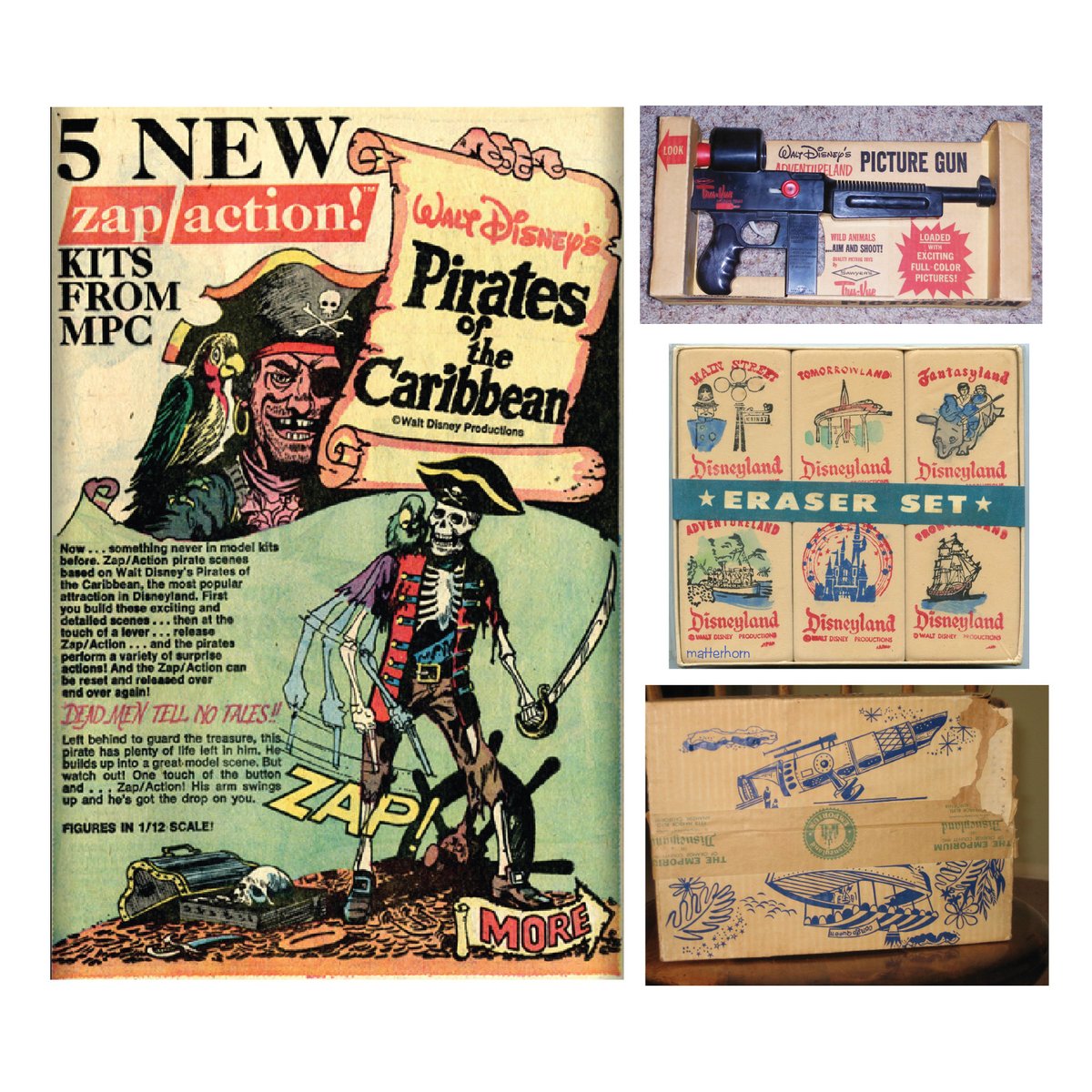 tony_simonetta's tweet image. Felt like chopping together a few random old pieces of Disney ephemera into a never-made Pirates of the Caribbean D&amp;amp;D module book as a fun exercise today. (Partly as a way of keeping me from finding those old zap/action! figures on eBay and buying them)
