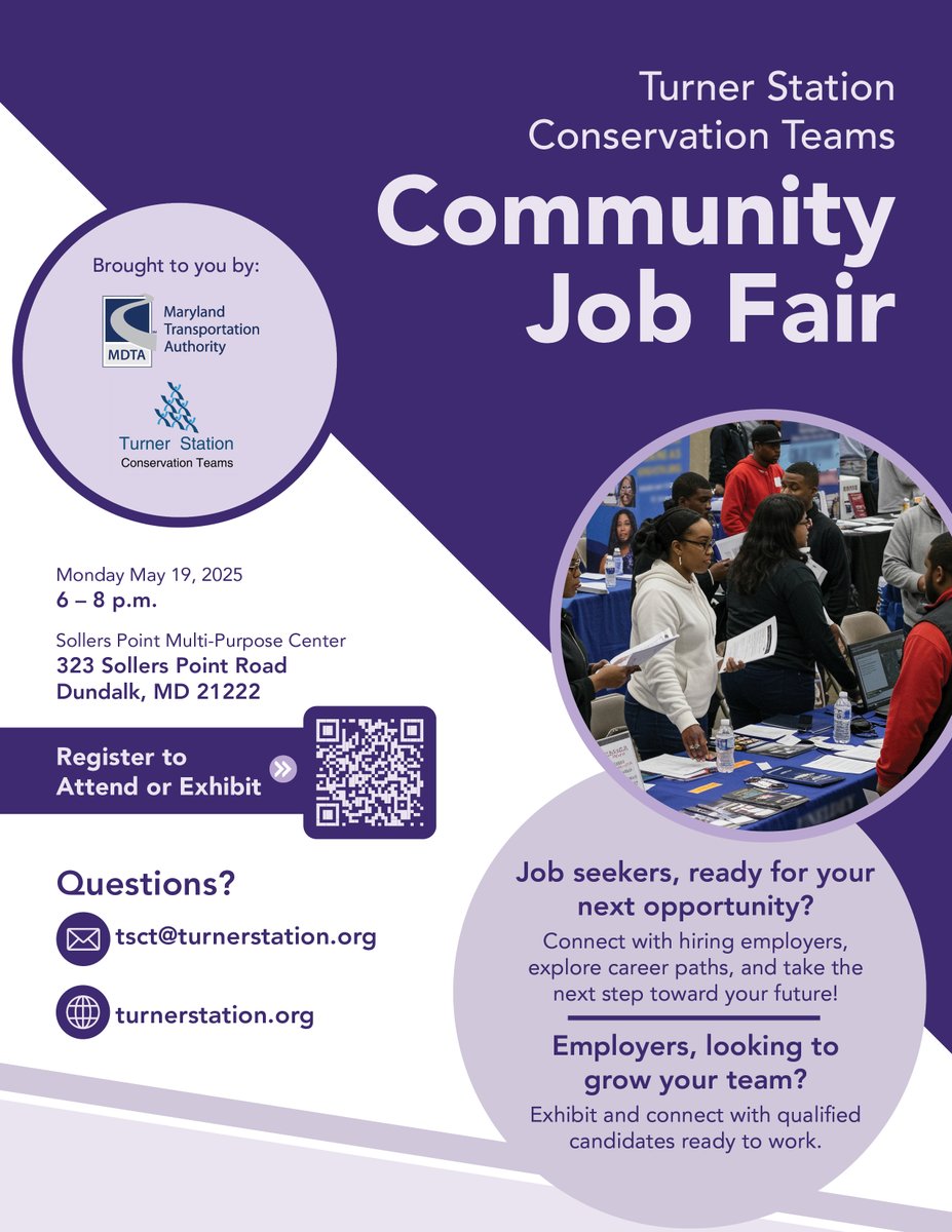 BaltCoDPWT's tweet image. Interested in a career with @BaltCoDPWT? Come meet us from 6-8pm on Mon, 5/19, at Sollers Point Multi-Purpose Center (323 Sollers Point Road, Dundalk, Maryland 21222).
Can’t make it? Visit baltimorecountymd.gov/jobs and apply today.