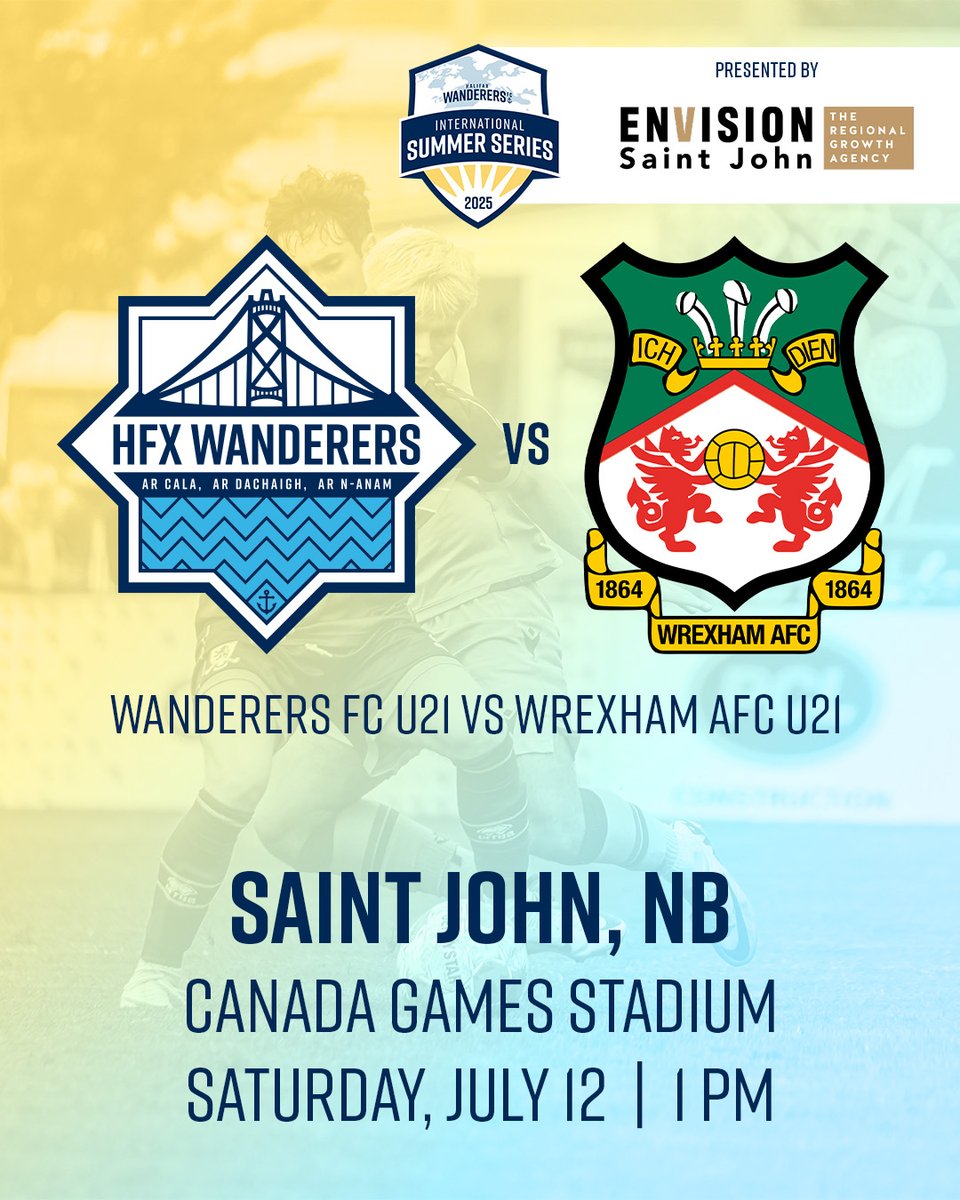 Halifax Wanderers FC (@hfxwanderersfc) on Twitter photo ⚓️ ATLANTIC CANADA: <a href="/Wrexham_AFC/">Wrexham AFC</a>
is coming! 🏴
Wrexham U21 is the confirmed opponent for the 2025 International Summer Series, taking place in Halifax, Charlottetown and Saint John 📍
TICKETS ARE AVAILABLE NOW:
canpl.ca/hfxwanderersfc…
READ MORE:
canpl.ca/hfxwanderersfc… ⚓️ ATLANTIC CANADA: <a href="/Wrexham_AFC/">Wrexham AFC</a>
is coming! 🏴
Wrexham U21 is the confirmed opponent for the 2025 International Summer Series, taking place in Halifax, Charlottetown and Saint John 📍
TICKETS ARE AVAILABLE NOW:
canpl.ca/hfxwanderersfc…
READ MORE:
canpl.ca/hfxwanderersfc…