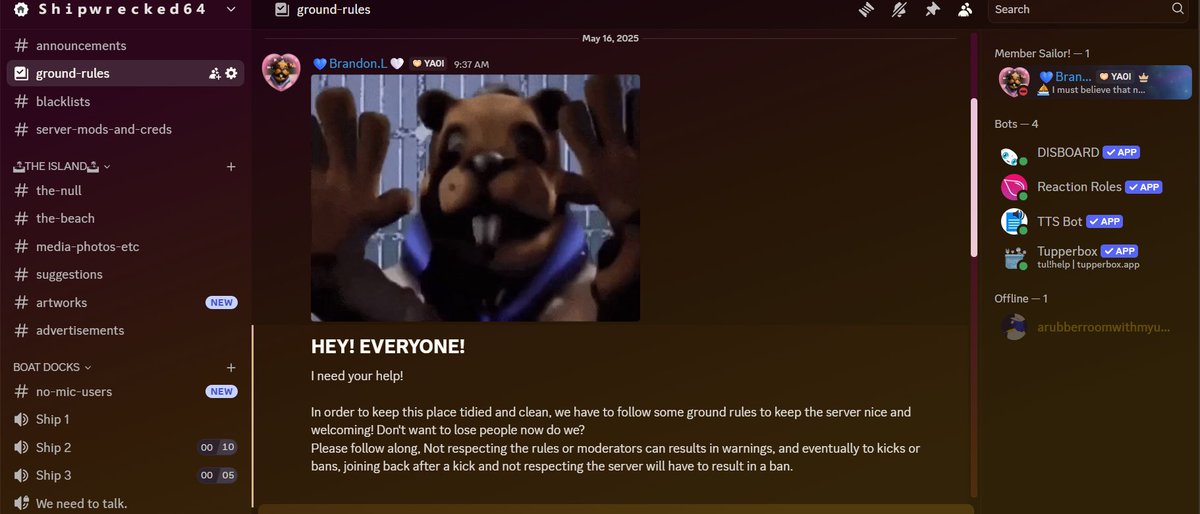 WalterWalrus64's tweet photo. We just need Stickers and Emojis! Thanks for the small tips and help!
We have a simple tidy verification method, so it shouldn't be difficult to put yourself in with the rest of us! (New server, so barely any members, please note!) https://t.co/n1PYwKkEaM