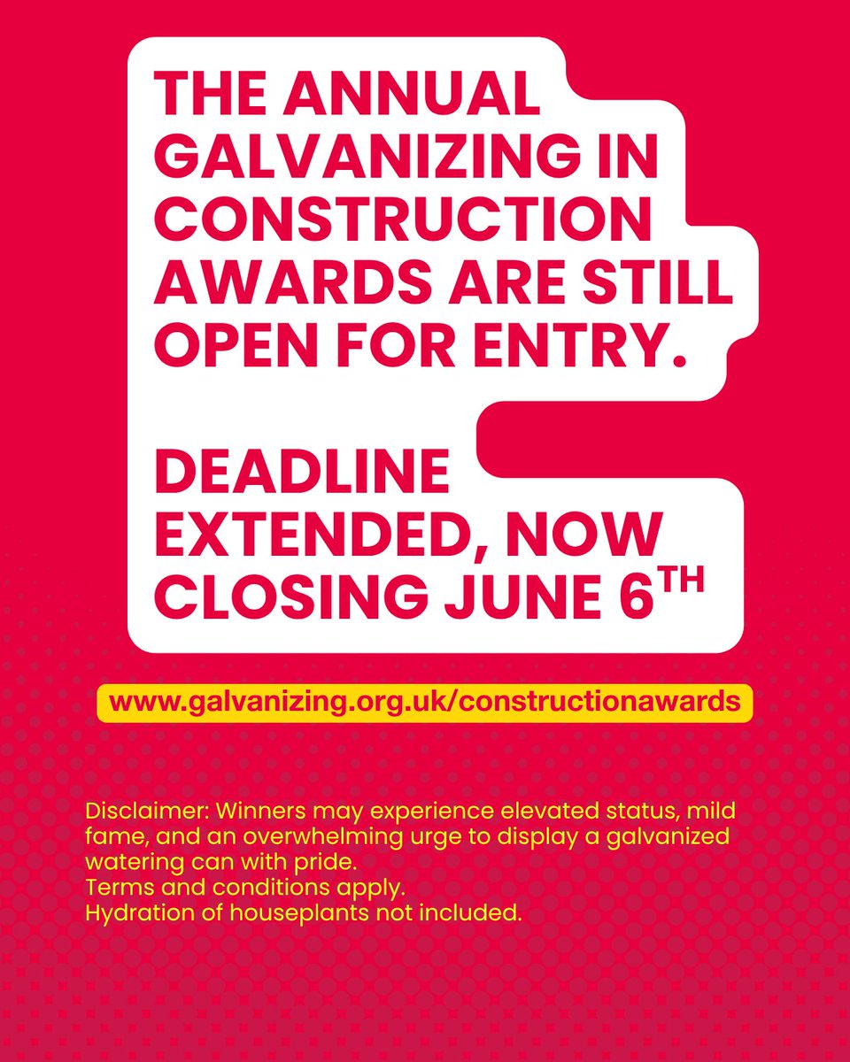 Your project deserves recognition — and we’re making it easy.
No entry fee. No fuss. Just your work in the spotlight where it belongs.

Enter the #GalvanizingAwards today — deadline extended until 6th June.
🔗 bit.ly/47G0MIw