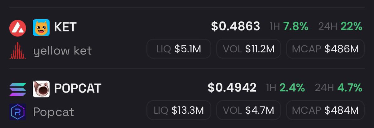 ExcelBaller's tweet photo. We did it 

$KET is the #1 cat on the charts and in our hearts 🔺❤️

Higher 📈 https://t.co/rOJHBmIcYV