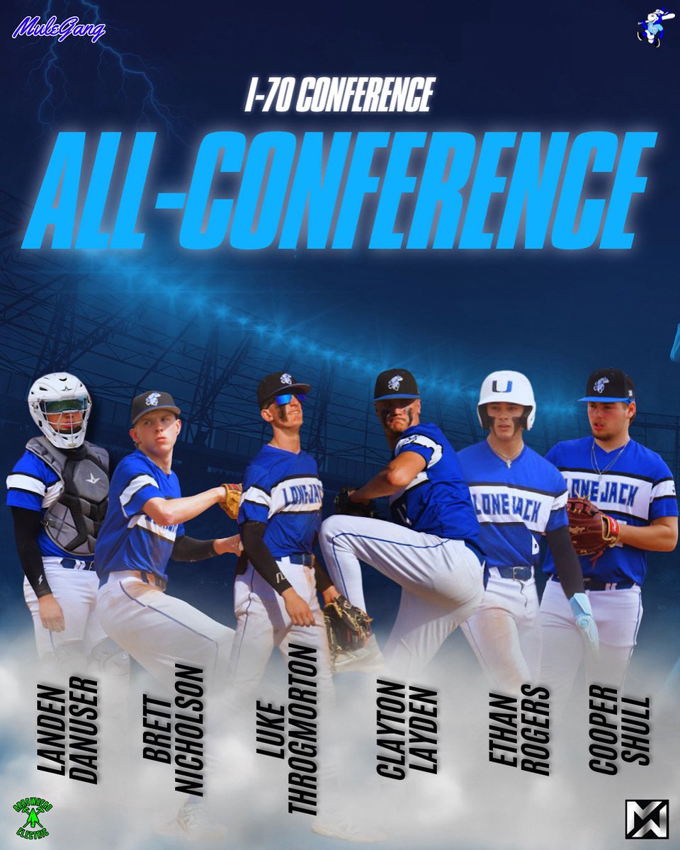 Please help us in congratulating the following #MuleGang members for being named to the I-70 Conference All-Conference team:

Landen Danuser - 1st Team
Brett Nicholson - 1st Team
Luke Throgmorton - 1st Team
Clayton Layden - 1st Team
Ethan Rogers - 1st Team
Cooper Shull - HM