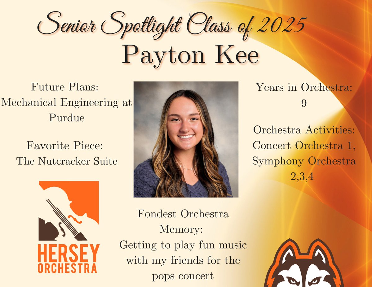 Congratulations to our next 2025 Senior Spotlight: Payton Kee! (Senior Violinist) We are so proud of your commitment to the Symphony orchestra.
