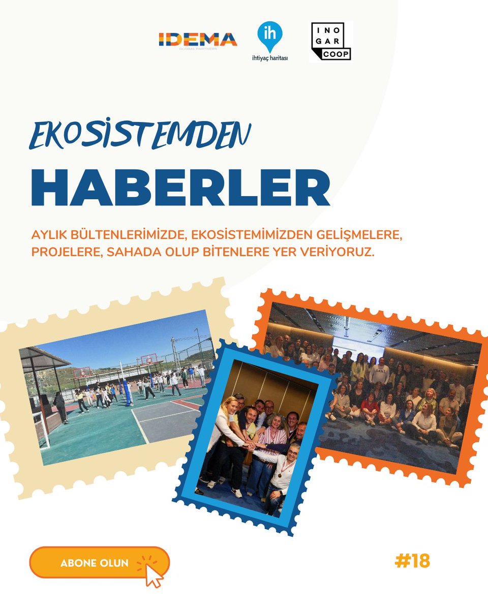 “Ekosistemden Haberler” bültenimizin on sekizinci sayısı çıktı!  🗞️

Bu ayki sayımızda <a href="/idemaglobal/">IDEMA</a>, <a href="/ihtiyacharitasi/">İhtiyaç Haritası / NeedsMap.coop</a> ve
<a href="/inogarofficial/">INOGAR</a> olarak Nisan ayından haber ve çalışmalarımıza yer veriyoruz:
linkedin.com/pulse/ekosiste…