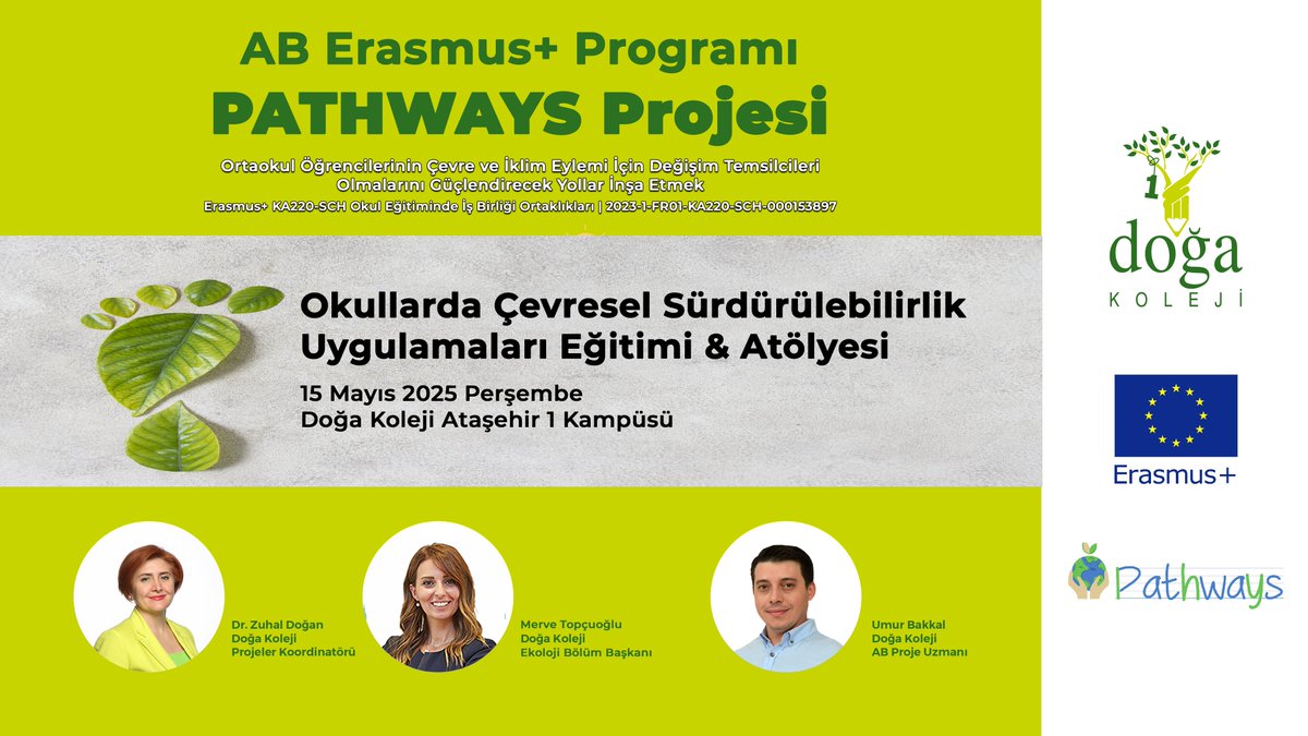 AB Erasmus+ Okul Eğitiminde İş Birliği Ortaklıkları (KA220-SCH) programı kapsamında yürüttüğümüz PATHWAYS Projesi kapsamında Ataşehir 1 Kampüsümüzde "Okullarda Çevresel Sürdürülebilirlik Uygulamaları Eğitimi &amp; Atölyesi" ulusal sınıf uygulamaları çalışmalarımızı gerçekleştirildik.