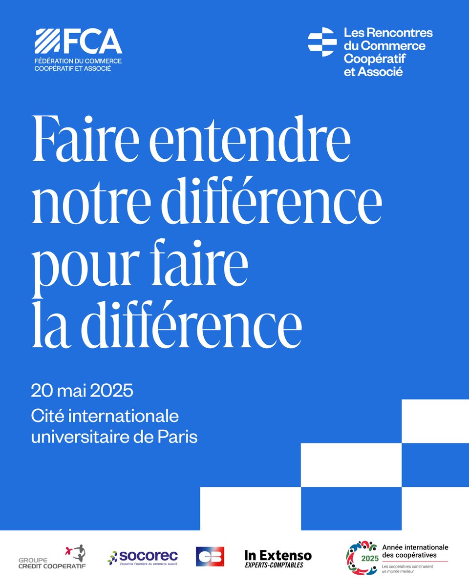📅 Fiers d’être partenaires des Rencontres du Commerce Coopératif et Associé de la <a href="/FCACommerce/">Fédération du Commerce Coopératif et Associé</a> ! Un modèle qui fait la différence pour nos territoires, pour entreprendre et pour produire en France. RDV le 20/05 à la <a href="/ciup_fr/">Cité internationale universitaire de Paris</a>.
Information &amp; inscription 👉 commerce-associe.fr/conference-sal…