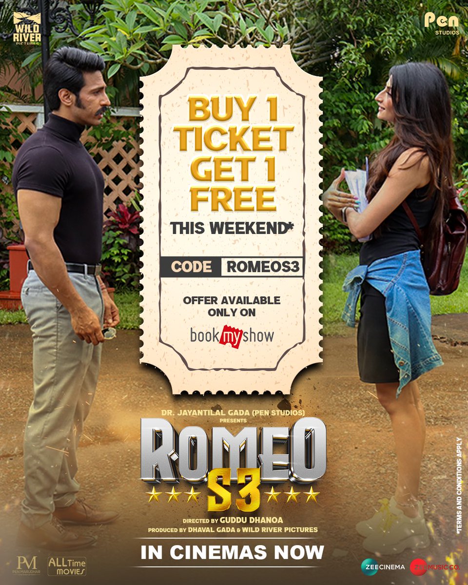 One ticket. Two people. Infinite fun.
#RomeoS3 is a total vibe on the big screen and the B1G1 offer on BookMyShow just seals the deal.
bit.ly/RomeoS3BookMyS…
#RomeoS3InCinemas