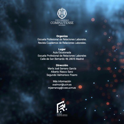 Con la participación de Arturo Lahera (UCM y <a href="/TowardsFairWork/">Fairwork</a>), <a href="/rodriguezluz_/">Luz Rodriguez</a> (<a href="/uclm_es/">Universidad de Castilla-La Mancha</a> ), Laura Birgillito (UCM y <a href="/TowardsFairWork/">Fairwork</a> ) y Jesús Cruces (<a href="/fundacion1mayo/">Fundacion 1º de Mayo</a> ).