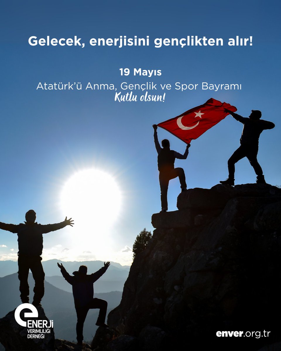 Enerji Verimliliği (@enverorgtr) on Twitter photo Atatürk’ün “Bütün ümidim gençliktedir” sözü, sadece bir inanç değil; aynı zamanda geleceğe bırakılan en güçlü mirastır.
Gelecek, enerjisini gençlikten alır. 19 Mayıs Atatürk’ü Anma Gençlik ve Spor Bayramı kutlu olsun. Atatürk’ün “Bütün ümidim gençliktedir” sözü, sadece bir inanç değil; aynı zamanda geleceğe bırakılan en güçlü mirastır.
Gelecek, enerjisini gençlikten alır. 19 Mayıs Atatürk’ü Anma Gençlik ve Spor Bayramı kutlu olsun.