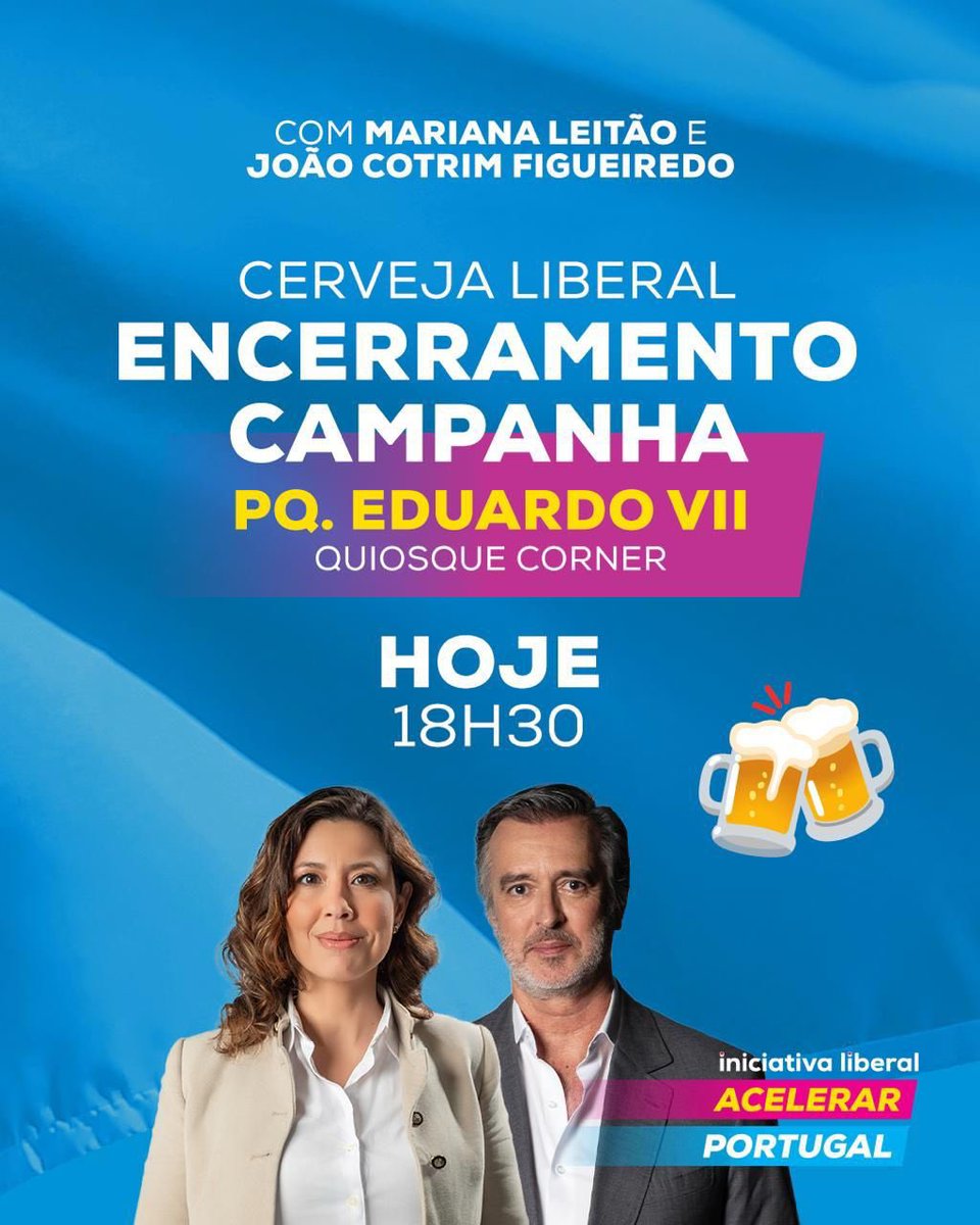 jcf_liberal's tweet image. A reta final da campanha merece um brinde especial! Junta-te a nós às 18h30, no Parque Eduardo VII (Quiosque Corner), para uma Cerveja Liberal.

🍻 Uma oportunidade para celebrarmos juntos esta campanha, trocar ideias, conviver e reforçar o espírito liberal — com boa disposição,…