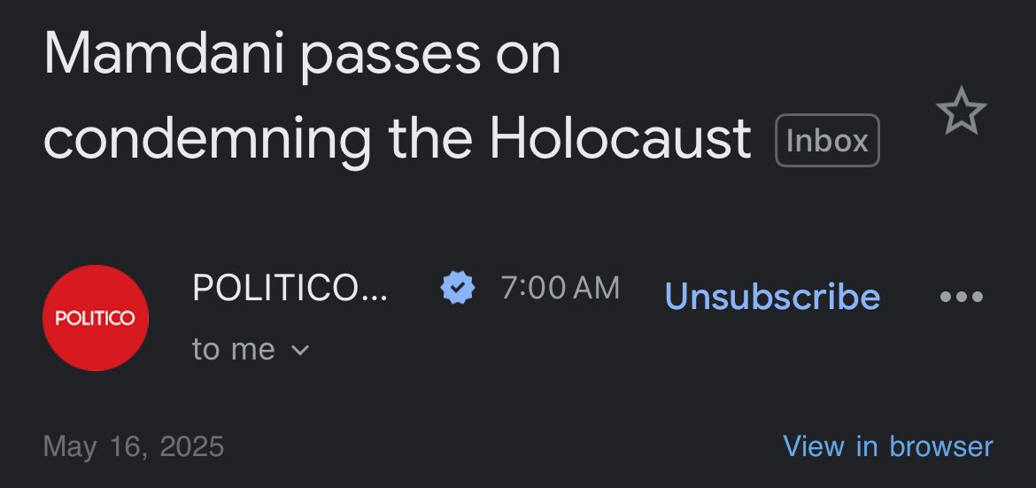 What a vile and intentionally misleading headline and framing in this hit piece by Politico. You guys should be ashamed of yourselves. 

Whether or not he should have signed some resolution, the idea that Zohran Mamdani refuses to “condemn the holocaust” is an absurd lie