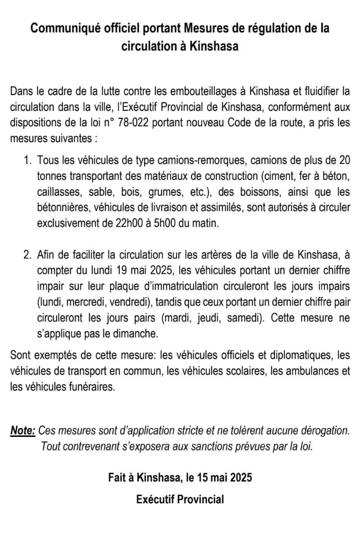 Urgent : Communiqué officiel
