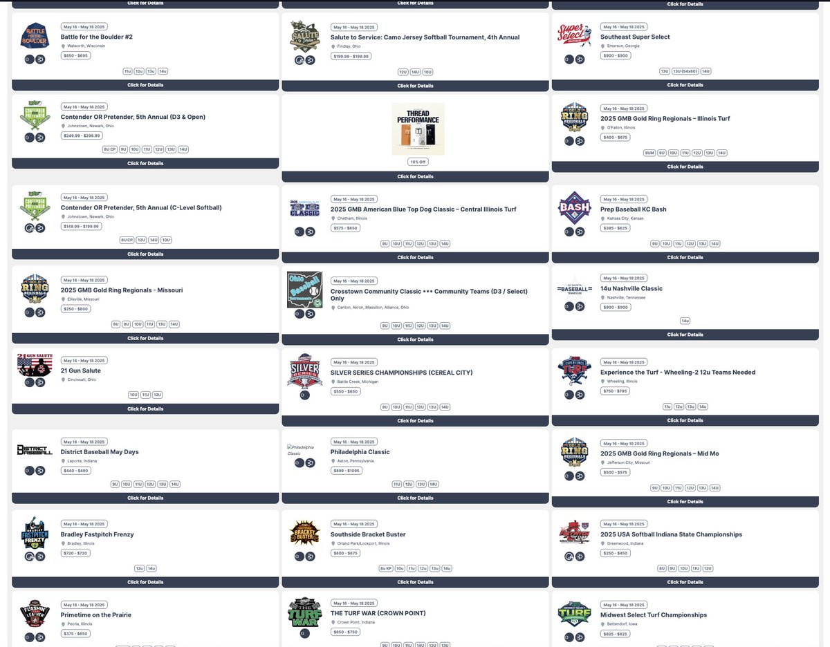100+ events are live this weekend on @Playbook365 and listed on @TourneyBoard!

Coaches. Parents. Players. Find your next tournament in seconds → tourneyboard.com

#YouthBaseball #SoftballTourney #WeekendVibes #PoweredByPB365