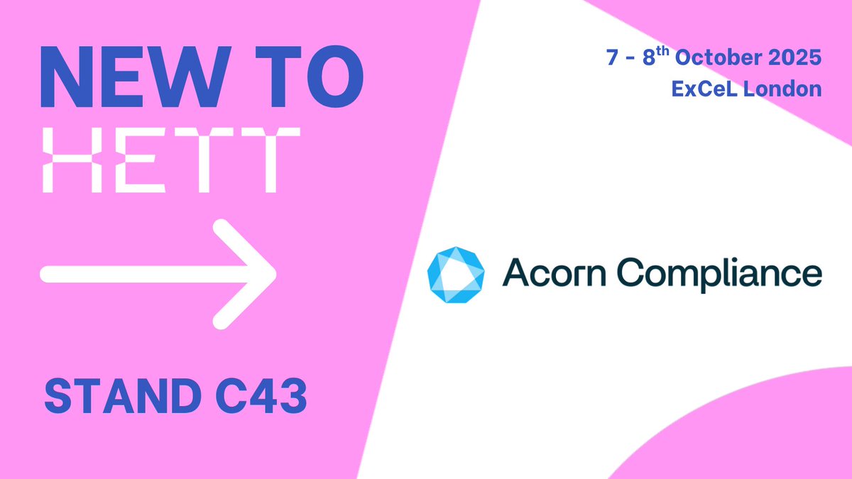 HETT Show (@hettshow) on Twitter photo We're pleased to announce that <a href="/AcornCompliance/">Acorn Compliance</a> will be exhibiting at #HETT25! 🎉
📍 Join us on 7-8th October to explore how Acorn Compliance's solutions can support your digital transformation journey ➡️ hubs.la/Q03mqNgz0 We're pleased to announce that <a href="/AcornCompliance/">Acorn Compliance</a> will be exhibiting at #HETT25! 🎉
📍 Join us on 7-8th October to explore how Acorn Compliance's solutions can support your digital transformation journey ➡️ hubs.la/Q03mqNgz0