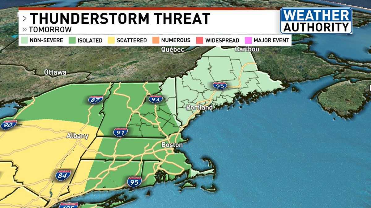 EmilyWGME's tweet image. SATURDAY FORECAST..

Much of New England will face a thunderstorm threat for Saturday as a marginal risk in place. Maine, however, will potentially see a few storms move through Saturday PM if we tap into enough sun.

#WeekendForecast
